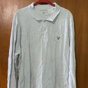 American Eagle Mens Long Sleeve Gray Polo Sz XXL